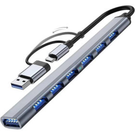 Аксесуари Аксессуары ^/--/^ Металлический 7-портовый хаб USB 3.0, с разъемамы USB/Type-C ^_^^^ Металевий 7-портовий хаб USB 3.0, з роз'ємами USB/Type-C - фото фото фото