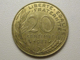 Франція Франция ^/--/^ Франция 20 сантимов 1987 года 38149 ^_^^^ Франція 20 сантимів 1987 38149 - фото фото фото