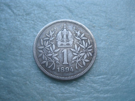 Австро-Угорщина Австро-Венгрия ^/--/^ Австро-Угорщина.1 корона 1894 року. правління Франца-Йосипа .Срібло. Стан  (2) ^_^^^ Австро-Венгрия. 1 корона 1894 года. правление Франца-Иосифа. Серебро. Состояние (2) - фото фото фото