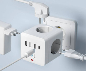 Лампи, лампочки Лампы, лампочки ^/--/^ Трійник 7 в 1 з USB і Type C зарядкою, розетками та вимикачем ^_^^^ Тройник 7 в 1 с USB и Type C зарядкой, розетками и выключателем - фото фото фото