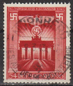 Третій Рейх (-) Третий Рейх (-) ^/--/^ 1943 - Рейх - 10 років правління Гітлера Mi.829 _гаш _3,0 € ^_^^^ 1943 - Рейх - 10 лет правления Гитлера Mi.829 _гаш _3,0 € - фото фото фото