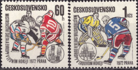 Чехословаччина Чехословакия ^/--/^ Чехословакия. Чемпионат мира и Европы по хоккею с шайбой  (серия) 1972 г. ^_^^^ Чехословаччина. Чемпіонат світу і Європи з хокею з шайбою (серія) 1972 - фото фото фото