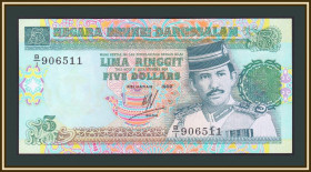 Інші Другие ^/--/^ Бруней 5 ринггит 1989 P-14  (14 /--/ a.1) UNC ^_^^^ Бруней 5 ринггіт 1989 P-14 (14 /--/ a.1) UNC - фото фото фото