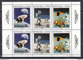 Освоєння космосу Освоение космоса ^/--/^ Чад  Чад Chad Space Apollo Program issue on a sheet of 2 MNH ^_^^^ Чад Chad Space Apollo Program issue on a sheet of 2 MNH - фото фото фото