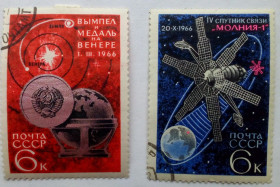 СРСР - СССР - ^/--/^ СССР 1966 Космос, Молния, Венера, Луна, гашеные ^_^^^ СРСР 1966 Космос, Блискавка, Венера, Місяць, гашені - фото фото фото