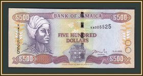 Карибський басейн Карибский бассейн ^/--/^ Ямайка 500 долларов 2005 P-85  (85 /--/ c) UNC ^_^^^ Ямайка 500 доларів 2005 P-85 (85 /--/ c) UNC - фото фото фото
