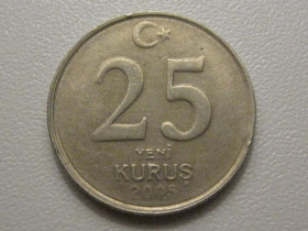 Туреччина Турция ^/--/^ Турция 25 новых куруш 2005 года 37876 ^_^^^ Туреччина 25 нових куруш 2005 року 37876 - фото фото фото
