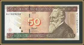 Балтійські країни Балтийские страны ^/--/^ Литва 50 лит 2003 P-67 UNC ^_^^^ Литва 50 літ 2003 P-67 UNC - фото фото фото