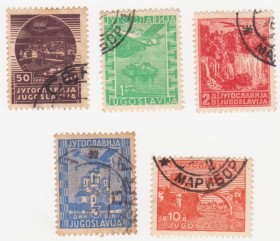 Балканський півострів Балканский полуостров ^/--/^ Югославия   1934  г. № 295‑299 гашеная серия ^_^^^ Югославія 1934 р. No 295-299 гашена серія - фото фото фото