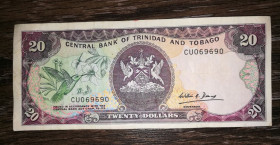 Карибський басейн Карибский бассейн ^/--/^ TRINIDAD &amp; TOBAGO Тринидад и Тобаго 20 долларов 1985 2-й выпуск, подпись: W. G. Demas. №! 069690 ^_^^^ TRINIDAD &amp; TOBAGO Тринідад і Тобаго 20 доларів 1985 2-й випуск, підпис: W. G. Demas. No! 069690 - фото фото фото