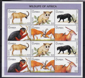 Фауна Фауна ^/--/^ NM Фауна .  Гамбия 1996 г MNH - ^_^^^ NM Фауна . Гамбія 1996 р MNH - фото фото фото