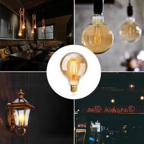 Лампи, лампочки Лампы, лампочки ^/--/^ Лот № 15456 Лампочка EXTRASTAR G /--/ 80 E /--/ 27 Edison Vintage, 8 Вт, 720 лм, 2200 /--/ K теплий білий - фото фото фото