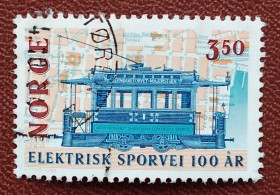 Транспорт Транспорт ^/--/^ Норвегия 1994 г - 100-летие электрических трамваев, гаш ^_^^^ Норвегія 1994 р - 100-річчя електричних трамваїв, гаш - фото фото фото