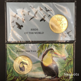 Австралія і Океанія Австралия и Океания ^/--/^ RAMPHASTOS TOCO Тукан большой BIRDS OF THE WORLD Isla San Felix 2021 one dollar 1 остров Сан Феликс - фото фото фото
