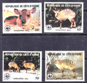 Фауна Фауна ^/--/^ NM Фауна  CDV  / Кот Дивуар 1985 г MNH - WWF - ^_^^^ NM Фауна CDV 1985 MNH - WWF - фото фото фото