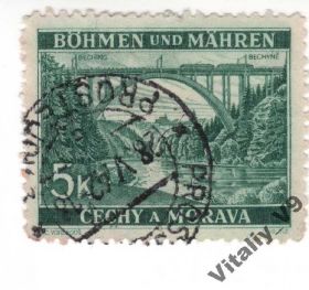 Чехословаччина Чехословакия ^/--/^ Богемия и Моравия 44 A /--/ 14 5 /--/ k dk bl grn Мост ^_^^^ Богемія і Моравія 44 A /--/ 14 5 /--/ k dk bl grn - фото фото фото