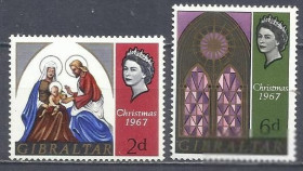 Інші країни Другие страны ^/--/^ Гибралтар 1967 Рождество 2 /--/ м. ^_^^^ Гібралтар 1967 Різдво 2 /--/ м. - фото фото фото