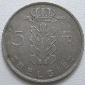Бельгія Бельгия ^/--/^ Бельгія 5 франків 1975 року Belgie 42860 ^_^^^ Бельгия 5 франков 1975 года Belgie 42860 - фото фото фото