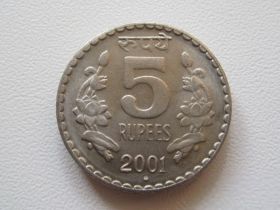 Індія Индия ^/--/^ Индия 5 рупий 2001 года 30080 ^_^^^ Індія 5 рупій 2001 року 30080 - фото фото фото