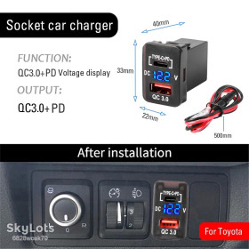 Інші автозапчастини Другие автозапчасти ^/--/^ Сокет Toyota USB 2 порти USB  (type-C PD + QC 3.0) 40*33*22 мм 12-24 /--/ В установка в заглушку кнопок ^_^^^ Сокет Toyota USB 2 порта USB (type-C PD + QC 3.0) 40*33*22 мм 12-24 /--/ В установка в заглушке кнопок - фото фото фото