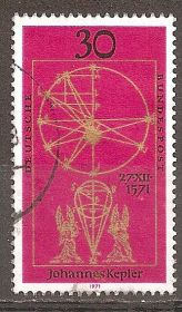 НДР, ФРН ГДР, ФРГ ^/--/^ ФРГ 1971 Sc.1071, Mi.688 used 400-летие астронома Иоганна Кеплера ^_^^^ ФРН 1971 Sc.1071, Mi.688 used 400-річчя астронома Йоганна Кеплера - фото фото фото