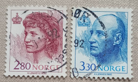 Скандинавія Скандинавия ^/--/^ Норвегия 1992 г -  Королева Соня и король Харальд, гаш ^_^^^ Норвегія 1992 — Королева Соня, гаш - фото фото фото
