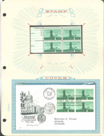 Північна Америка Северная Америка ^/--/^ США 1959  г - квартблок MNH + КПД  ХМК с квартблоком  - штат Орегон ^_^^^ 1959 — квартблок MNH + ККД ХМК з квартблоком — штат Орегон - фото фото фото