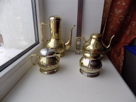 Інше Другое ^/--/^ Набор Чайник заварочный, Кофейник Молочник, Сахарница По серебряная латунь Индия ^_^^^ Набір Чайник заварювальний, Кавник Молочник, Сахарниця По срібна латунь Індія - фото фото фото