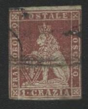 Італія, Ватикан Италия, Ватикан ^/--/^ Италия  ( Тоскань )1851 /--/ г. № 4  гашеная ^_^^^ Італія (Тоскань) 1851 р. No 4 гашена - фото фото фото