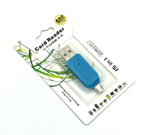 Інше Другое ^/--/^ Картридер CR-004 USB + OTG SD + Micro SD Blue - фото фото фото