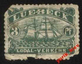 Німецька імперія (-) Германская империя (-) ^/--/^ Германия 1888 г- LUBECK-local Post ^_^^^ Німеччина 1888 р. LUBECK-local Post - фото фото фото