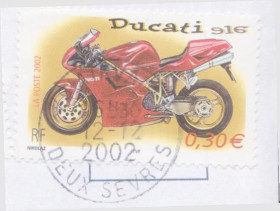 Франція Франция ^/--/^ Франция 2002 МОТОЦИКЛ ДУКАТИ DUCATI 916 МОДЕЛЬ МАРКА КЛАССИКА СПОРТ ГОНКИ Mi.3653 гашёная ^_^^^ 2002 МОТОЦИКЛ ДУКАТИ DUCATI 916 МОДЕЛЬ МАРКА КЛАСИКА СПОРТ ГОНКИ Mi.3653 гашена - фото фото фото