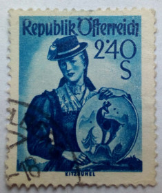 Австрія Австрия ^/--/^ Австрия 1951 Национальные костюмы, 2,40 /--/ S, гашеная ^_^^^ Австрія 1951 Національні костюми, 2,40 /--/ S, гашена - фото фото фото