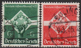 Третій Рейх (-) Третий Рейх (-) ^/--/^ 1935 - Рейх - Трудове змагання Mi.571-72  _3.60 € ^_^^^ 1935 - Рейх - Трудовое соревнование Mi.571-72 _3.60 € - фото фото фото