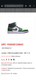 Кросівки Кроссовки ^/--/^ Кросівки Jordan 1 Mid Incredible Hulk ^_^^^ Кроссовки Jordan 1 Mid Incredible Hulk - фото фото фото