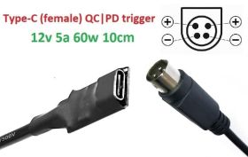 Інше Другое ^/--/^ Переходник на 12 /--/ v (max 5 /--/ a, 60 /--/ w) 4 /--/ pin UP (Kycon) 8-10 /--/ cm з USB Type-C (Female) Quick Charge Power Deli - фото фото фото