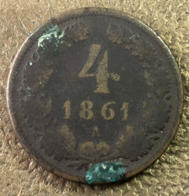 Австро-Угорщина Австро-Венгрия ^/--/^ Австро-Угорщина. 4 крейцери 1861 р. ^_^^^ Австро-Венгрия. 4 крейцера 1861 г. - фото фото фото