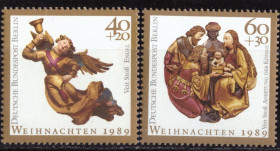 НДР, ФРН ГДР, ФРГ ^/--/^ ФРГ. Берлин. Рождественские марки  (серия)** 1989 г. ^_^^^ ФРН. Берлін. Різдвяні марки (серія) ** 1989 - фото фото фото
