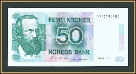 Скандинавія Скандинавия ^/--/^ Норвегия 50 крон 1993 P-42  (42 /--/ e.3) UNC ^_^^^ Норвегія 50 крон 1993 P-42 (42 /--/ e.3) UNC - фото фото фото