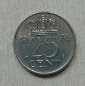 Нідерланди Нидерланды ^/--/^ Нидерланды 25 цент  1976 ^_^^^ Нідерланди 25 цент 1976 - фото фото фото