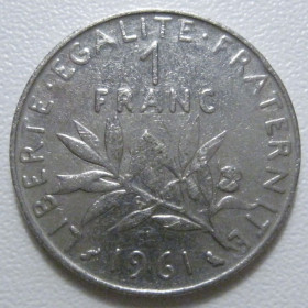 Франція Франция ^/--/^ Франція 1 франк 1961 року 43695 ^_^^^ Франция 1 франк 1961 года 43695 - фото фото фото