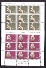 Мистецтво Искусство ^/--/^ Искусство .  Югославия 1974 г   MNH  - 2 /--/ а м/листа - ^_^^^ Югославія 1974 MNH - 2 /--/ а м/листа - - фото фото фото