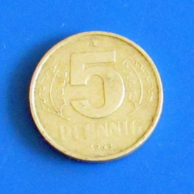Інше Другое ^/--/^ Монета Німеччина НДР 5 пфенігів 1968 ^_^^^ Монета Германия ГДР 5 пфеннигов 1968 - фото фото фото