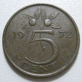 Нідерланди Нидерланды ^/--/^ Нідерланди 5 центів 1972 року 41166 ^_^^^ Нидерланды 5 центов 1972 года 41166 - фото фото фото
