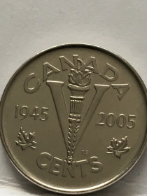 Канада Канада ^/--/^ Канада 2005 рік. 5 центів.  &amp;quot;60-а річниця Другої Світової Війни&amp;quot;. - фото фото фото