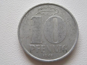 НДР, ФРН ГДР, ФРГ ^/--/^ Германия - ГДР 10 пфеннигов 1967 года 28083 ^_^^^ Німеччина - НДР 10 пфенігів 1967 року 28083 - фото фото фото