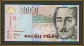 Колумбія Колумбия ^/--/^ Колумбия 2000 песо 2012 P-457  (457 /--/ t.2) UNC ^_^^^ Колумбія 2000 песо 2012 P-457 (457 /--/ t.2) UNC - фото фото фото