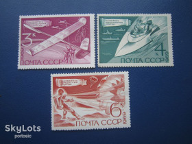 СРСР - СССР - ^/--/^ 3 марки повна серія СРСР 1969 спорт авіамодельний водномоторний парашютний транспорт MNH ^_^^^ 3 марки полная серия СССР 1969 спорт авиамодельный водномоторный парашютный транспорт MNH - фото фото фото