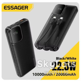 Зовнішні акумулятори (Power Bank) Внешние аккумуляторы (Power Bank) ^/--/^ Essager Portable Power Bank 20000 /--/ mAh + 2 кабелі 20000 /--/ mAh PD /--/ 22,5 /--/ W портативний зовнішній акумулятор для швидкого заряджання ^_^^^ Essager Portable Power Bank 20000 /--/ mAh + 2 кабели 20000 /--/ mAh PD /--/ 22,5 /--/ W портативный внешний аккумулятор для быстрого заряжания - фото фото фото