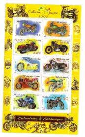 Транспорт Транспорт ^/--/^ Транспорт Техника. EU RF  Франция 2002 г MNH - МОТОЦИКЛЫ ^_^^^ Транспорт техніки. EU RF Франція 2002 MNH - Мотоцикли - фото фото фото